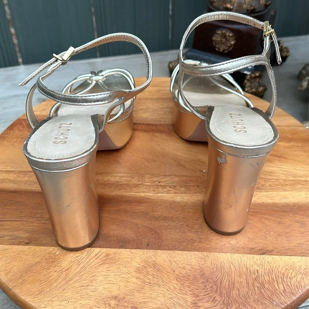 SCHUTZ Gold Platform Sandals - Picture 5 of 16